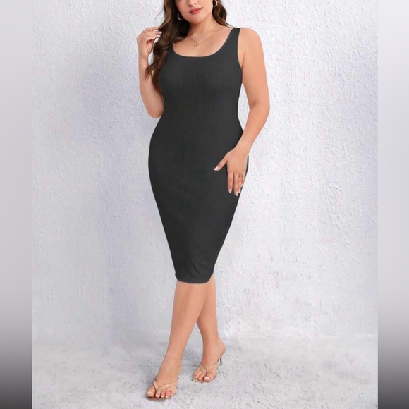 SHEIN Dresses & Skirts - Dark Gray Rib-Knit Bodycon Stretch Dress 1X NWOT